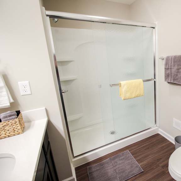this is a photo of the bathroom in a 1 bedroom apartment at deer hill apartments in c