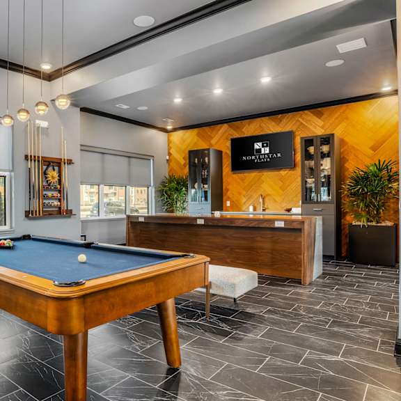 pool table at northstar flats apartments in sunbury, oh