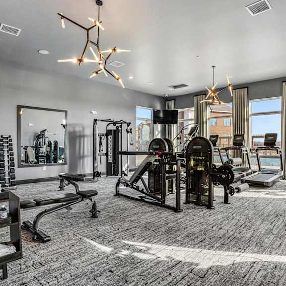 fitness center gym at northstar flats apartments in sunbury, oh