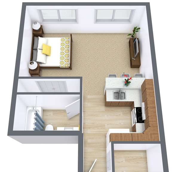 Thumbnail 1 of 2 Flickertail I-VI Apartments | Efficiency | Plan 01A