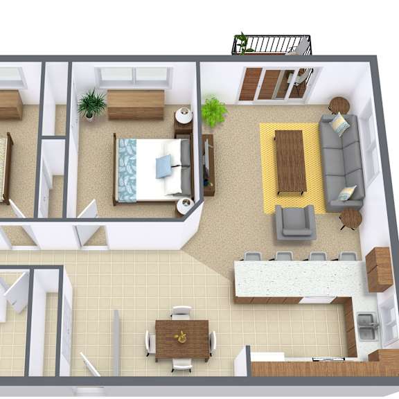 Thumbnail 1 of 2 Flickertail I-VI Apartments | Two Bedroom | Plan 21A