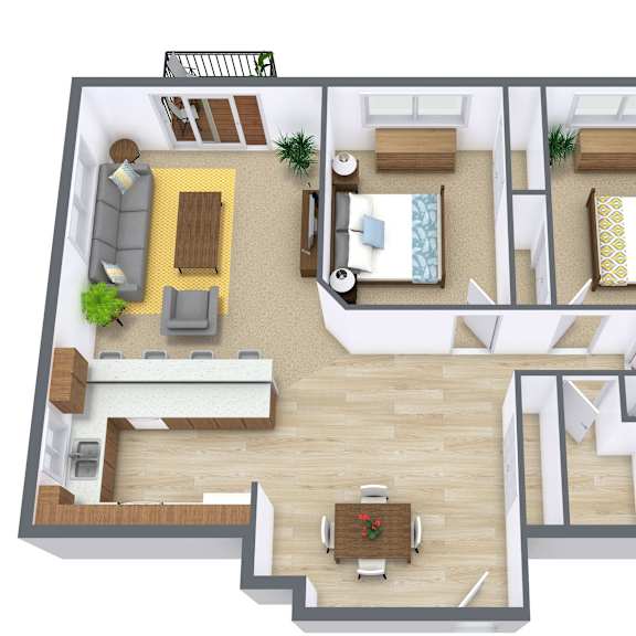 Thumbnail 1 of 2 Flickertail I-VI Apartments | Two Bedroom | Plan 21B