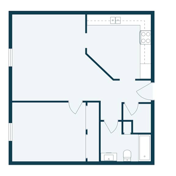 Thumbnail 2 of 2 a floor plan of a house with a bedroom and a living room