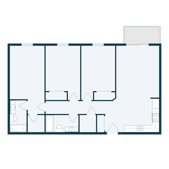 Thumbnail 2 of 2 Lake Crest Apartments in West Fargo, ND | Three Bedroom Floor Plan 32A