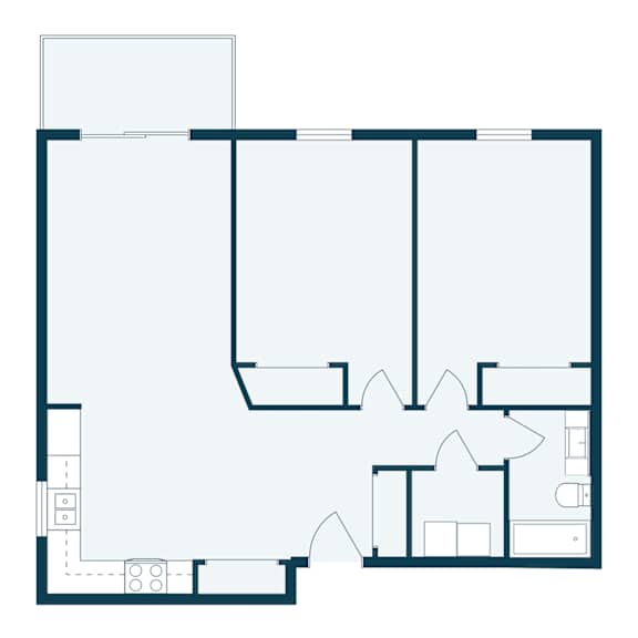 Thumbnail 2 of 2 Lake Crest Apartments in West Fargo, ND | Two Bedroom Floor Plan 21B