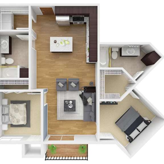 Thumbnail 1 of 10 a floor plan of a home with a bedroom and a living room. Circle Pines, MN Lexington Lofts