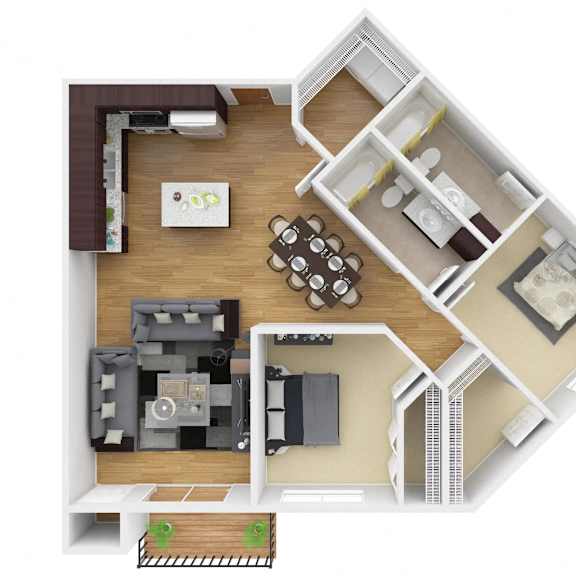 Thumbnail 1 of 12 a stylized floor plan with a bedroom and a living room. Circle Pines, MN Lexington Lofts