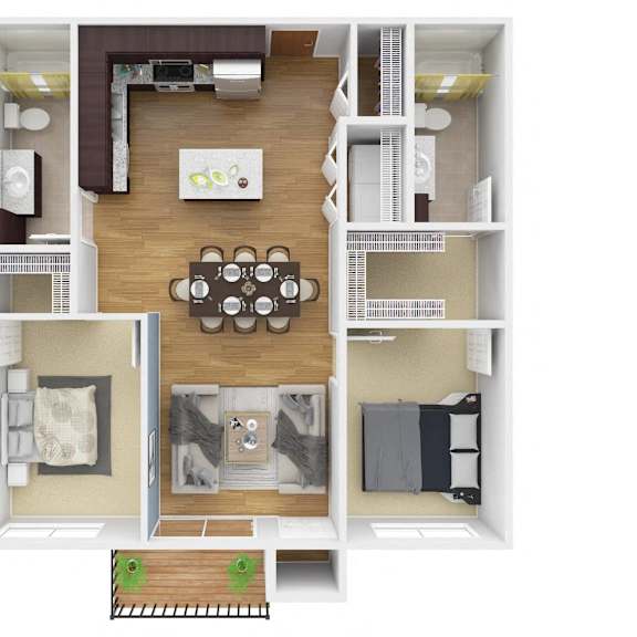 Thumbnail 1 of 8 the bungalow floor plan with bedroom and living room. Circle Pines, MN Lexington Lofts