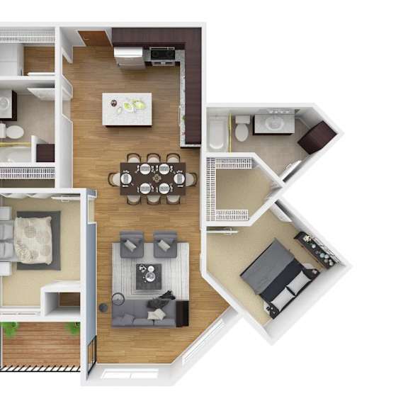 Thumbnail 1 of 6 a floor plan of a house with a bedroom and a living room. Circle Pines, MN Lexington Lofts