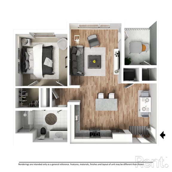 Thumbnail 1 of 8 FP A1 with furniture at Westbury Apartments, Rancho Cucamonga, 91739