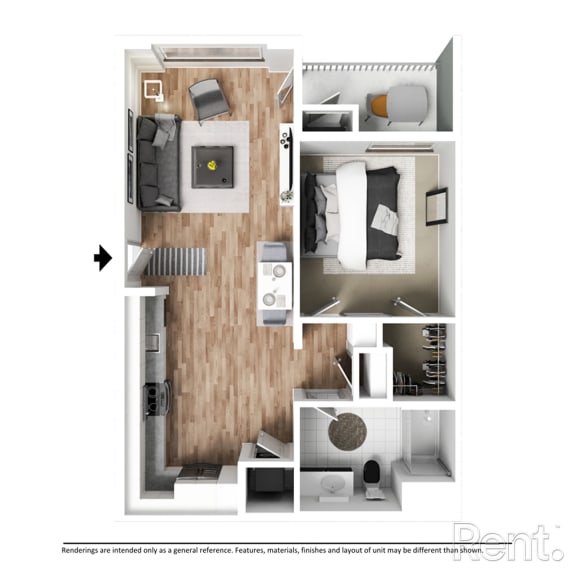 Thumbnail 1 of 8 FP A2 with furniture at Westbury Apartments, Rancho Cucamonga, CA, 91739