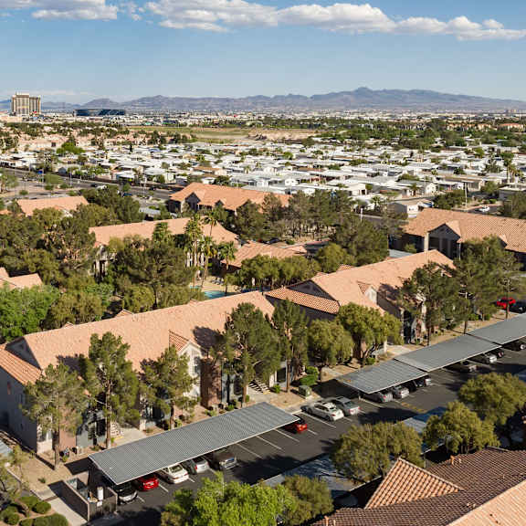 an aerial view of a neighborhood in the city