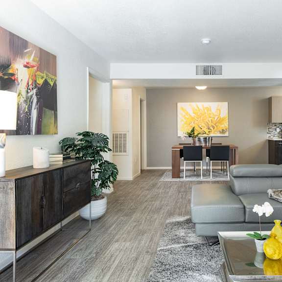 a living room with a couch and a coffee table