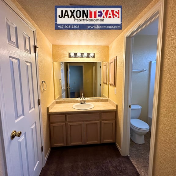 this vanity in in the main bedroom, we also have plenty of storage space