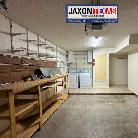 single car garage with washer and dryer included