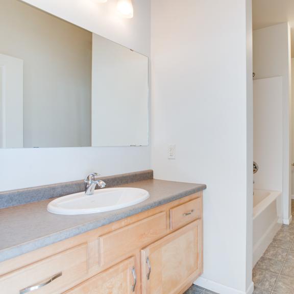 bathroom sink at urban crossing apartments, fargo, north dakota