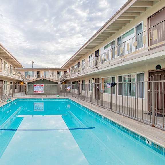 a large indoor swimming pool in a residential building.
