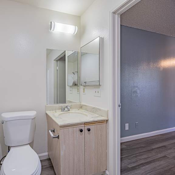 a white toilet sits next to a sink in a bathroom.