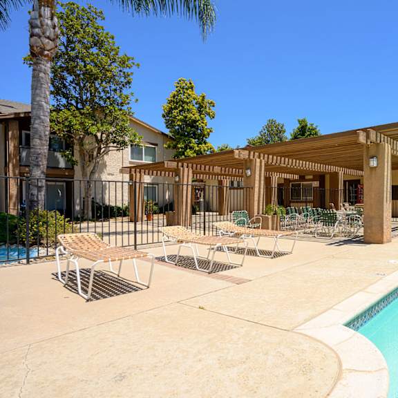 our apartments showcase an unique swimming pool at oak terrace senior apts, california, 92543