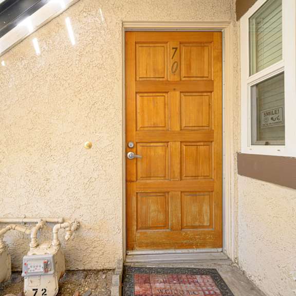 the front door of the house at oak terrace senior apts, hemet, 92543
