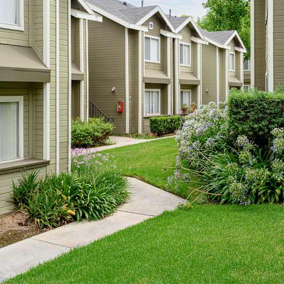 our apartments offer a walkway to the door at sagewood gardens senior apartments, hacienda heights, ca 91745