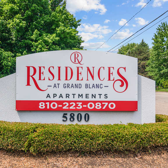 property signage at residences at grand blanc apartments - grand blanc, mi, michigan