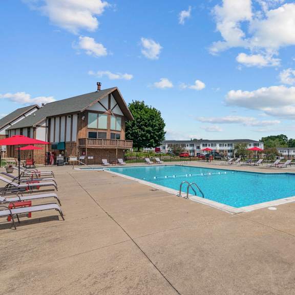 pool view at residences at grand blanc apartments - grand blanc, mi, grand blanc twp, michigan