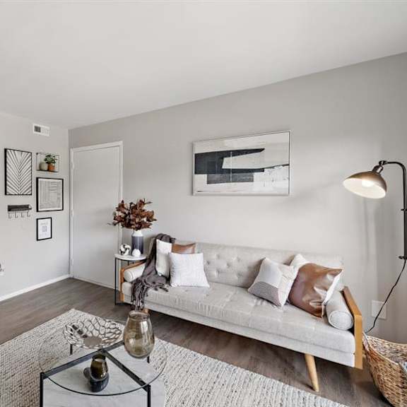 living room with dining at residences at grand blanc apartments - grand blanc, mi, michigan, 48507