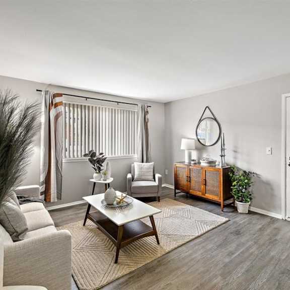 modern living room at residences at grand blanc apartments - grand blanc, mi, michigan, 48507