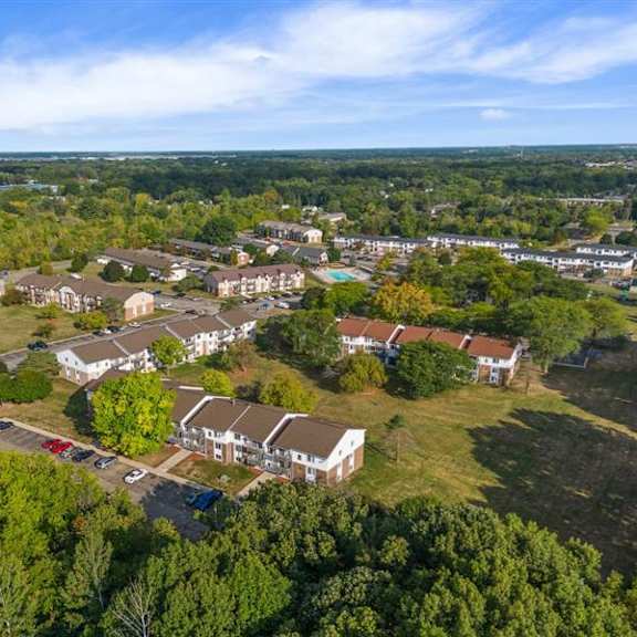 aerial view at residences at grand blanc apartments - grand blanc, mi, michigan