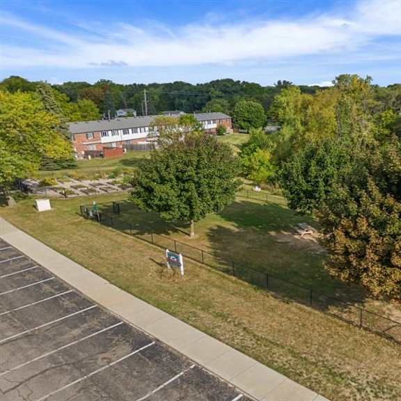 aerial forest view at residences at grand blanc apartments - grand blanc, mi, michigan, 48507