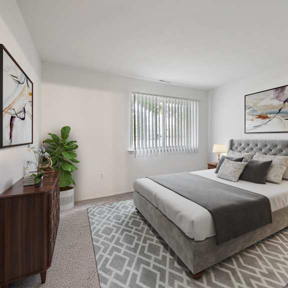 our apartments offer a bedroom with a king sized bed at sunnymede apartments - troy, mi, michigan