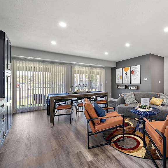 the residence on lamar apartment homes leasing office and living room at sunnymede apartments - troy, mi, troy