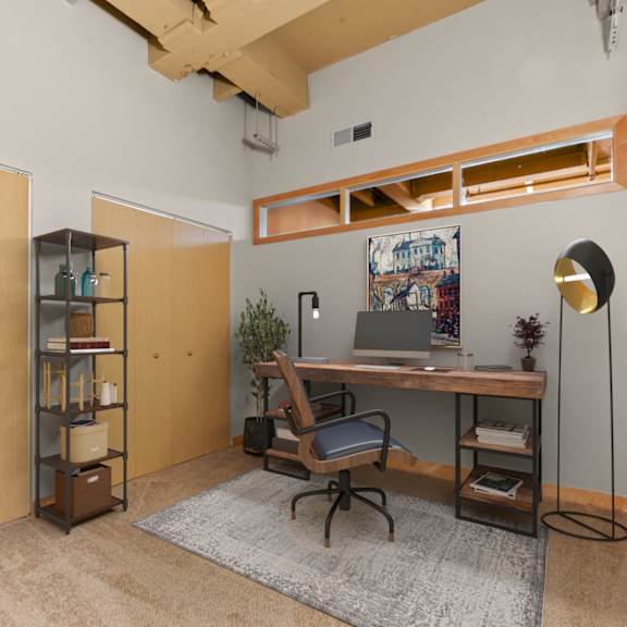 Thumbnail 11 of 13 Bedroom or home office. Lowertown Lofts  in St. Paul, MN 3 Bedroom 2.5 Bath Plus Den Apartment  at Lowertown Lofts, Minnesota