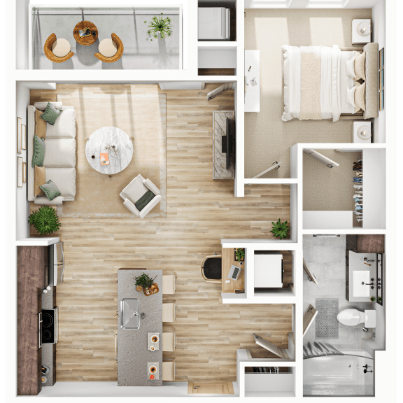 Thumbnail 1 of 3 1 bedroom 1 bath C Floorplan at The Mera, St Louis Park, Minnesota