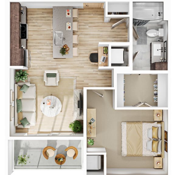 Thumbnail 1 of 4 1 bed 1 bathroom B2_D3 Floor Plan at The Mera, St Louis Park, MN, 55426