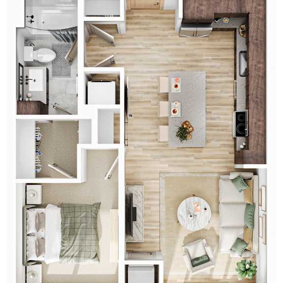 Thumbnail 1 of 3 1 bed 1 bathroom B3_D3 Floor Plan at The Mera, St Louis Park, MN, Minnesota