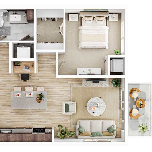 Thumbnail 1 of 3 1 bed 1 bathroom B4_D3 Floor Plan at The Mera, St Louis Park