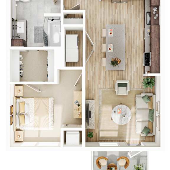 Thumbnail 1 of 3 1 bed 1 bathroom B7-TypeA_D3 Floor Plan at The Mera, Minnesota