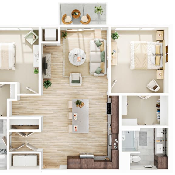 Thumbnail 1 of 3 2 bed 2 bathroom C3 Floor Plan at The Mera, St Louis Park, MN, Minnesota