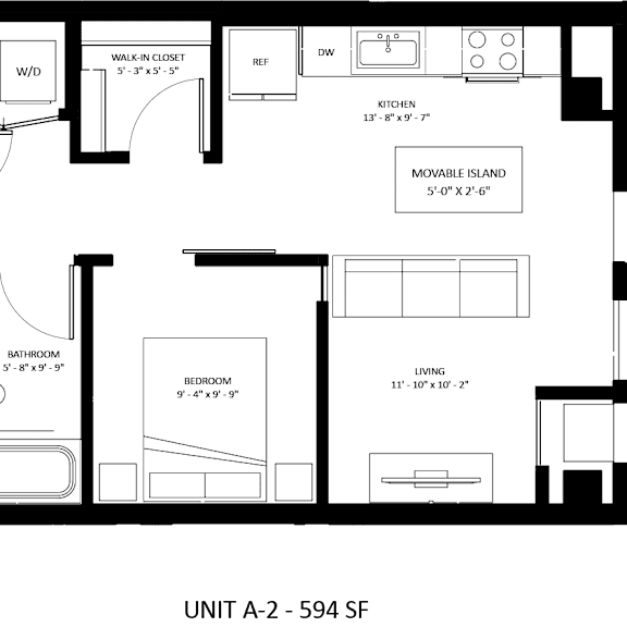 Thumbnail 2 of 2 1 bedroom 1 bathroom A-2 Floor Plan at The Mera, Minnesota, 55426