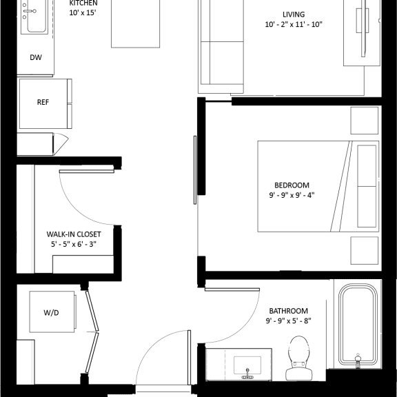 Thumbnail 2 of 5 1 bed 1 bathroom A-3 Floor Plan at The Mera, Minnesota