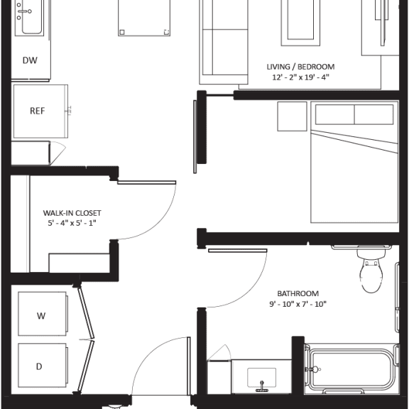 Thumbnail 3 of 5 1 bed 1 bathroom A-3 TYPE A Floor Plan at The Mera, St Louis Park, MN, 55426