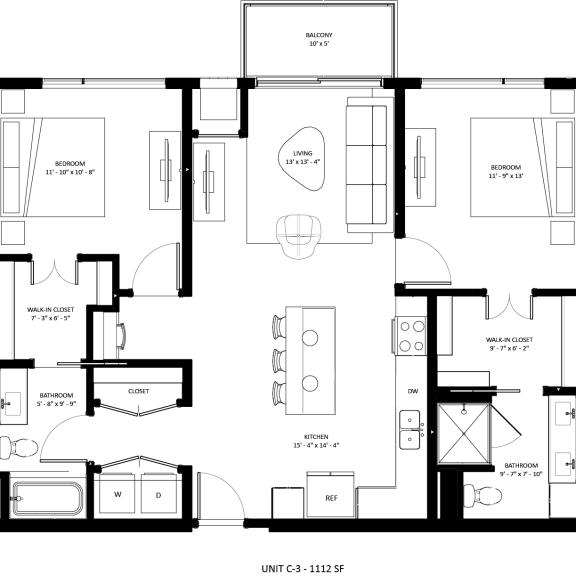 Thumbnail 2 of 3 2 bed 2 bathroom C-3 Floor Plan at The Mera, St Louis Park