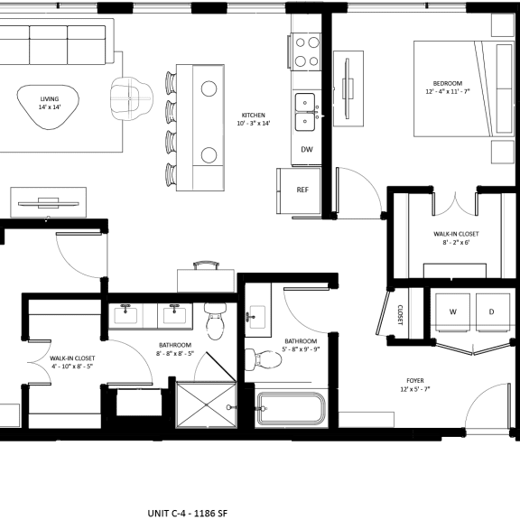 Thumbnail 2 of 2 2 bedroom 2 bathroom C-4 Floor Plan at The Mera, St Louis Park