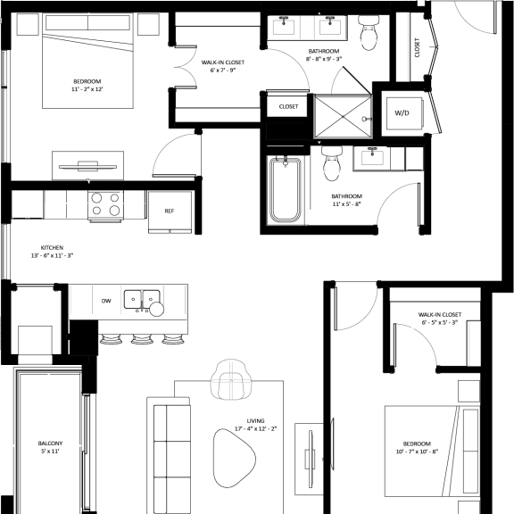 Thumbnail 2 of 2 2 bedroom 2 bathroom C-6 Floor Plan at The Mera, Minnesota, 55426