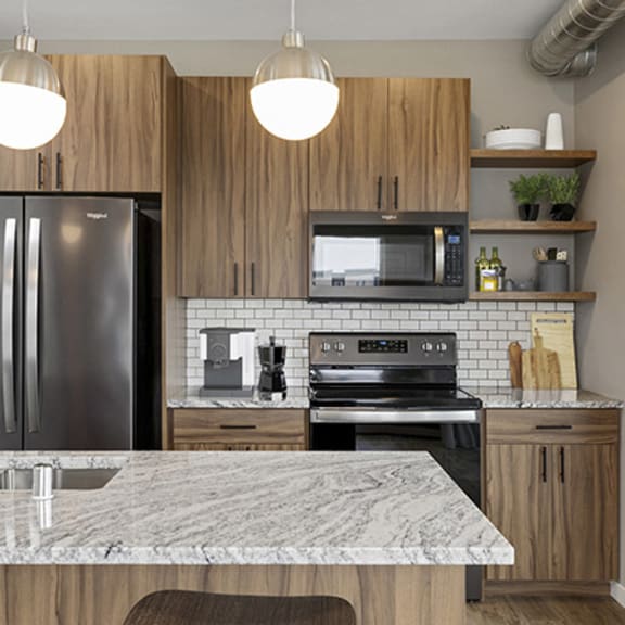 Thumbnail 4 of 15 Kitchen wooden cabinets at The Mera, St Louis Park, 55426