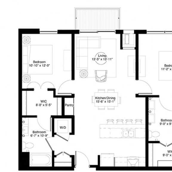 Thumbnail 1 of 4 2 Bedroom American Elm Floor Plan at Central Park West, Minnesota, 55416
