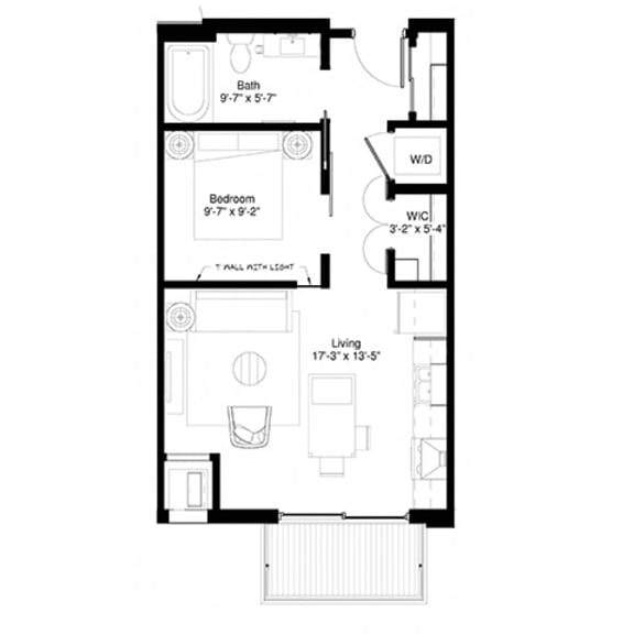 Thumbnail 2 of 2 1 Bedroom Basswood Floor Plan at Central Park West, St. Louis Park, 55416