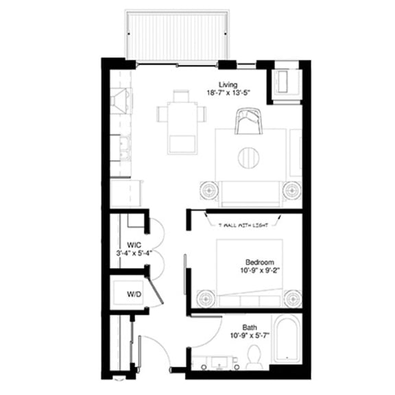 Thumbnail 1 of 2 1 Bedroom Bigtooth Floor Plan at Central Park West, St. Louis Park, MN